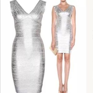 Herve Leger silver dress. Size M